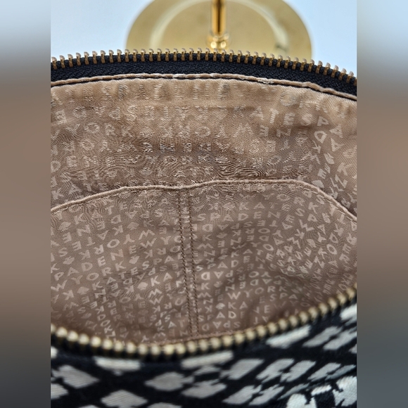 KATE SPADE Crossbody ♠️ Spade Logo Black White Pink Canvas - Picture 7 of 8